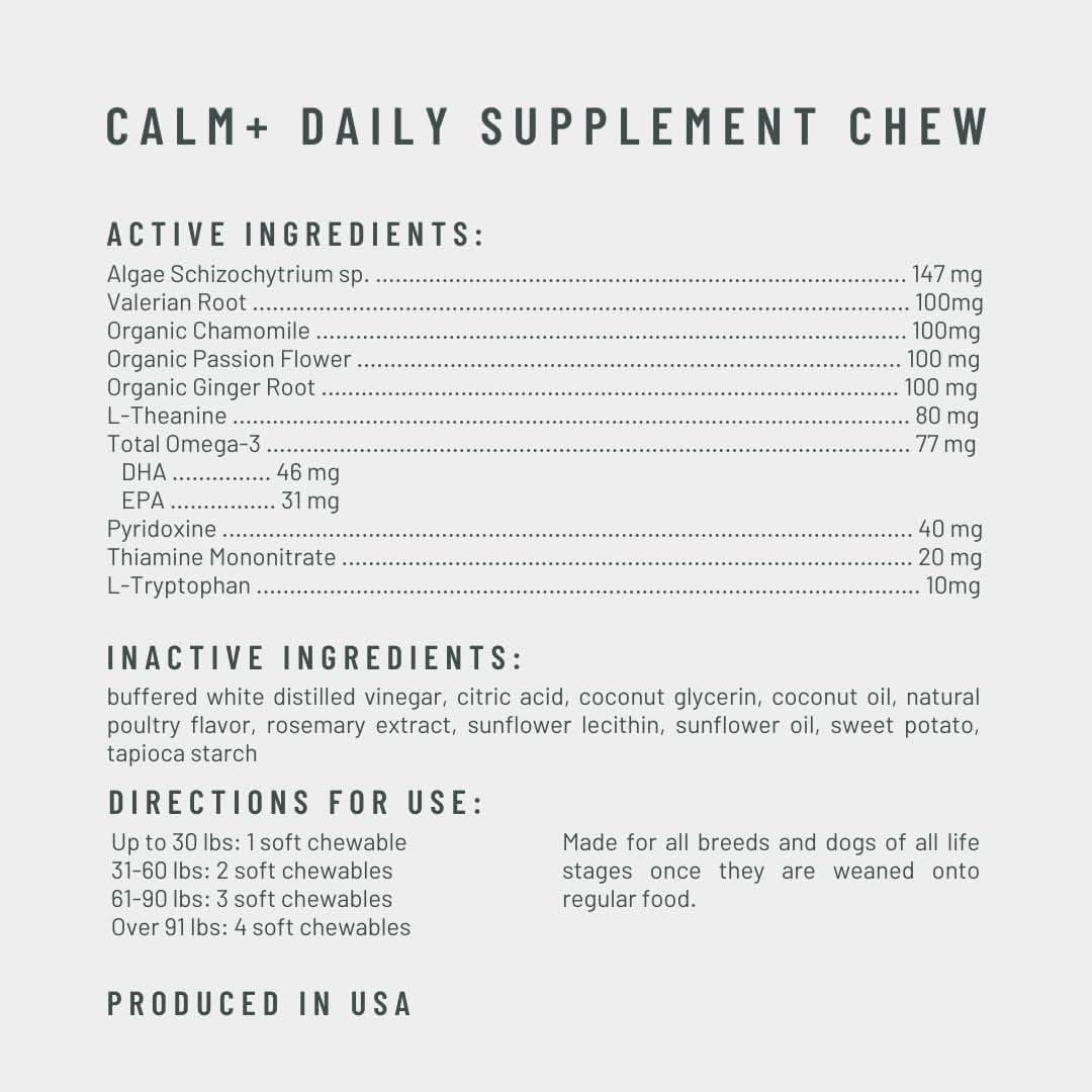 Get Joy Calm+ Daily Supplement Chew for Dogs with calming supplements for dogs and natural ingredients