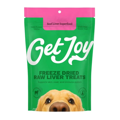 Get Joy freeze dried beef liver dog treats packaged for healthy snacks and immune support