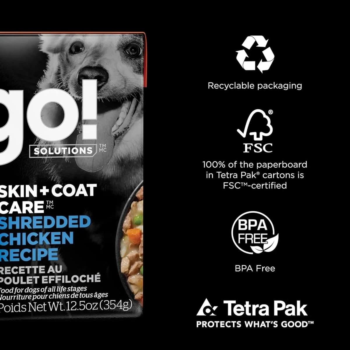Go! Solutions Skin + Coat Care Shredded Chicken Dog Food 12ea/12.5 oz - Talis Us