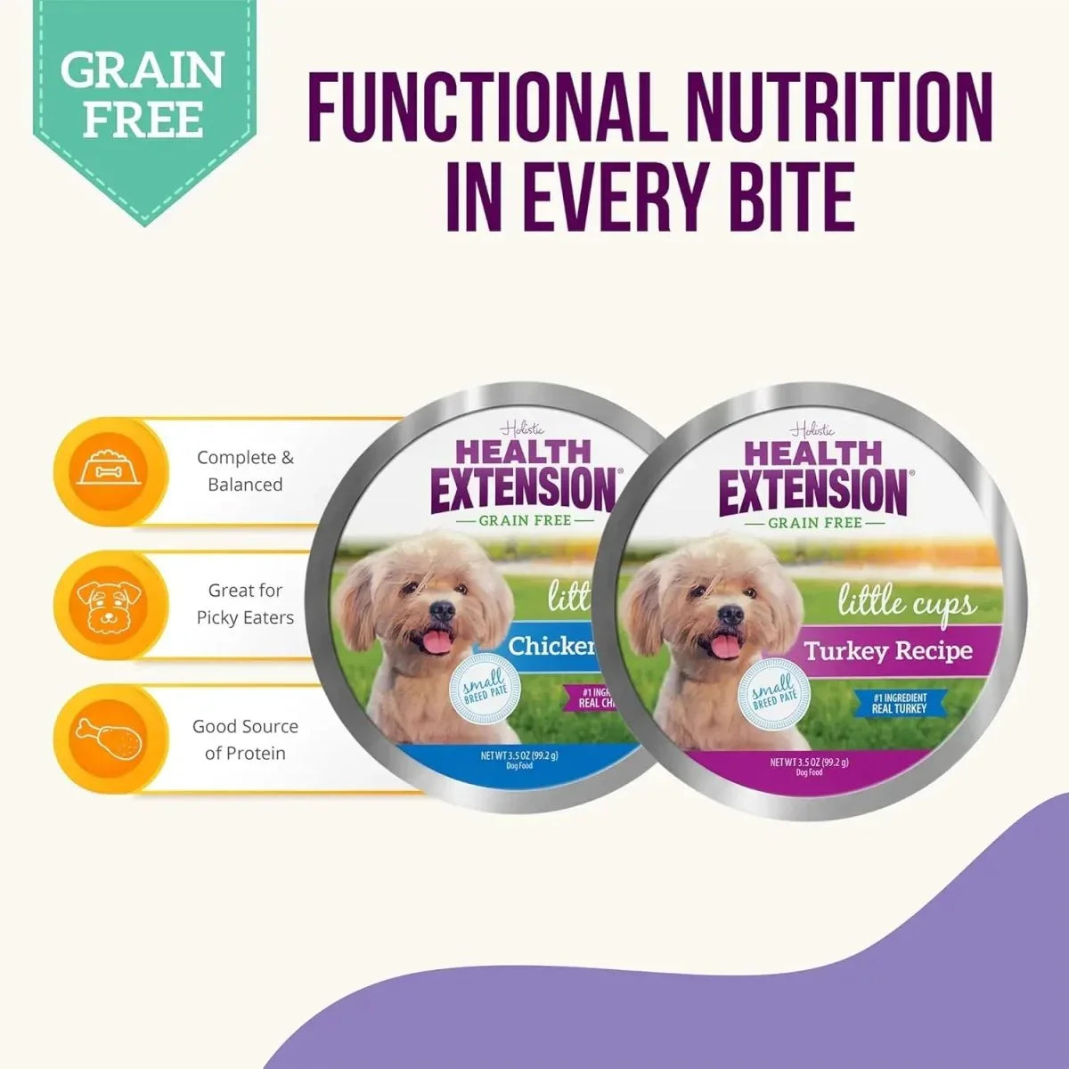 Health Extension Little Cups Chicken & Turkey Recipe Variety Pack Small Breed Wet Puppy Food 3.5oz/ 12 Cups - Talis Us