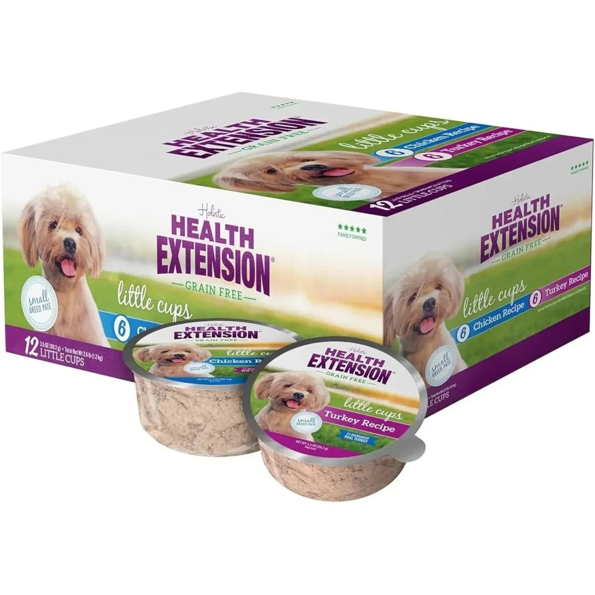 Health Extension Little Cups Chicken & Turkey Recipe Variety Pack Small Breed Wet Puppy Food 3.5oz/ 12 Cups - Talis Us