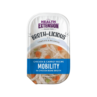 Health Extension Broth-Licious Chicken and Carrot Recipe mobility support wet dog food in chicken bone broth