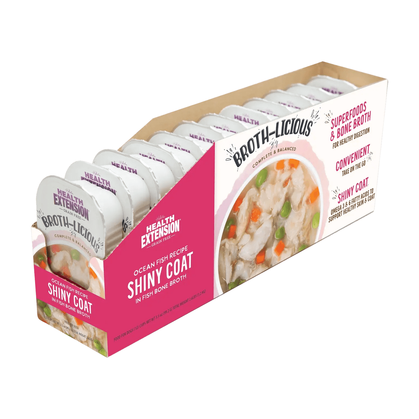 Health Extension Ocean Fish Wet Dog Food with Broth for Shiny Coat and Nutritional Benefits