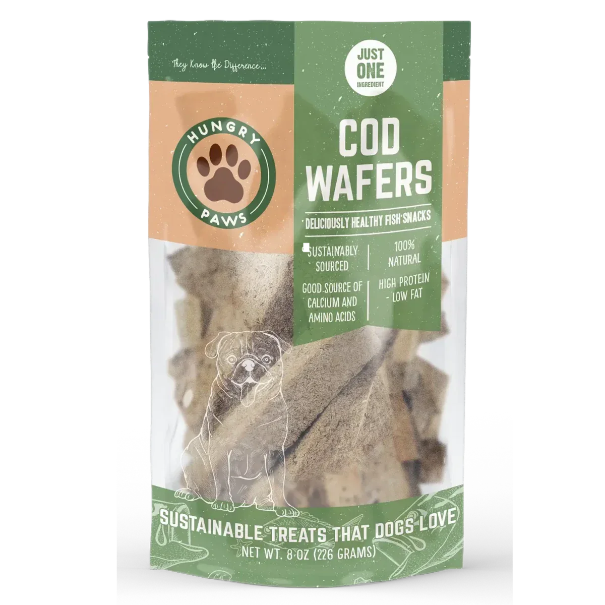 Hungry Paws Cod Fish Wafer Dog Treats Single Ingredient Snacks - Talis Us