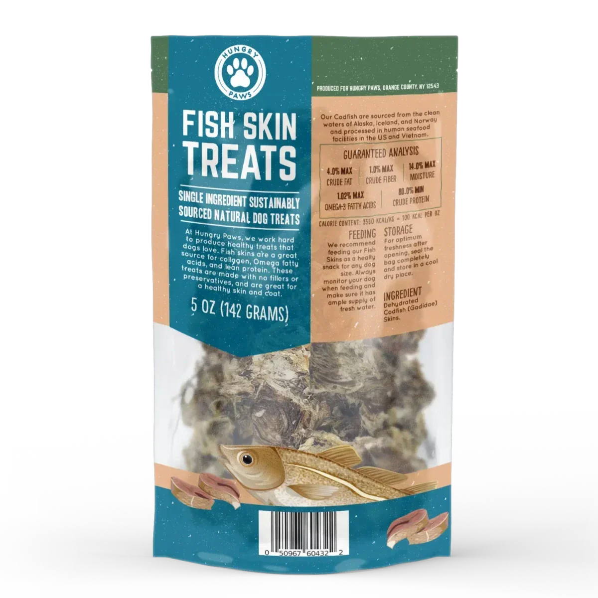 Hungry Paws Premium Cod Skin Cubes Dog Chew Treats 5 oz - Talis Us