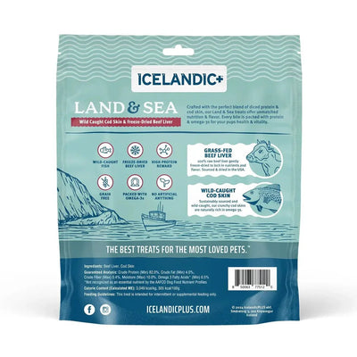 Icelandic+ Land & Sea Cod Skin & Freeze - Dried Beef Dog Treat 2.4 oz - Talis Us