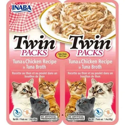 Inaba Twin Packs Tuna and Chicken Recipe in Tuna Broth for Cats - Talis Us