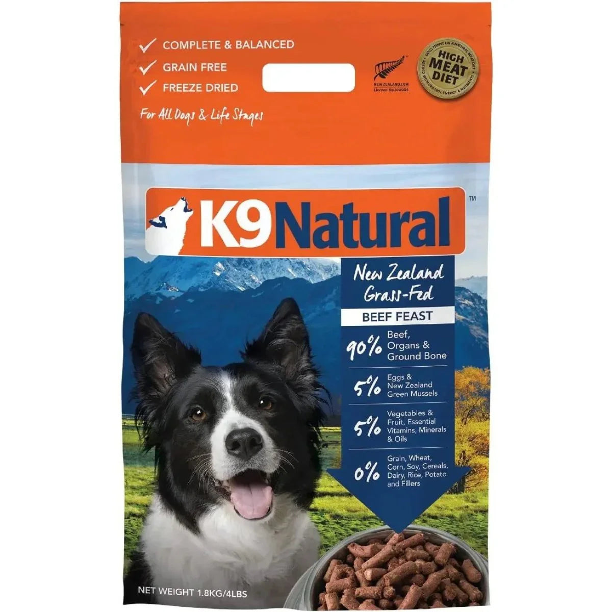 K9 Natural Beef Feast Raw Grain - Free Freeze - Dried Dog Food - Talis Us