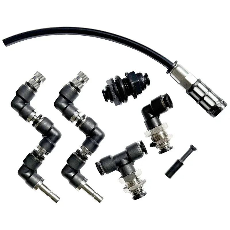 Lugarti Professional Misting System components including fittings and hoses for reptile habitats