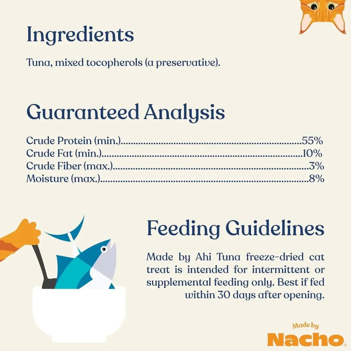 Made By Nacho Freeze Dried Ahi Tuna Cat Treats 1 oz - Talis Us