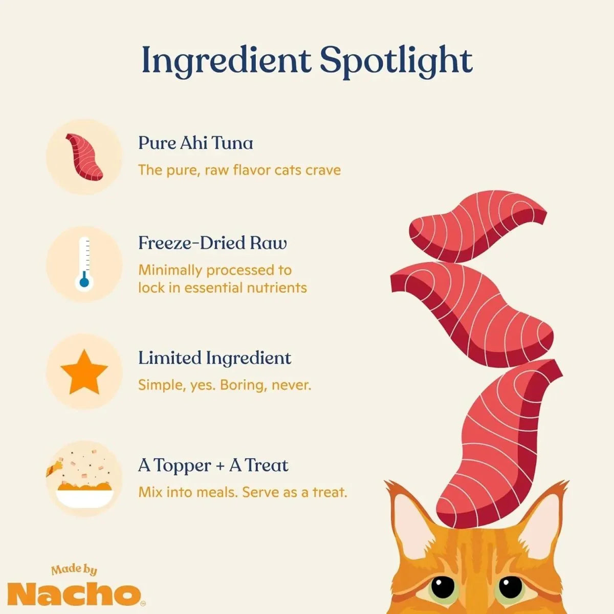 Made By Nacho Freeze Dried Ahi Tuna Cat Treats 1 oz - Talis Us