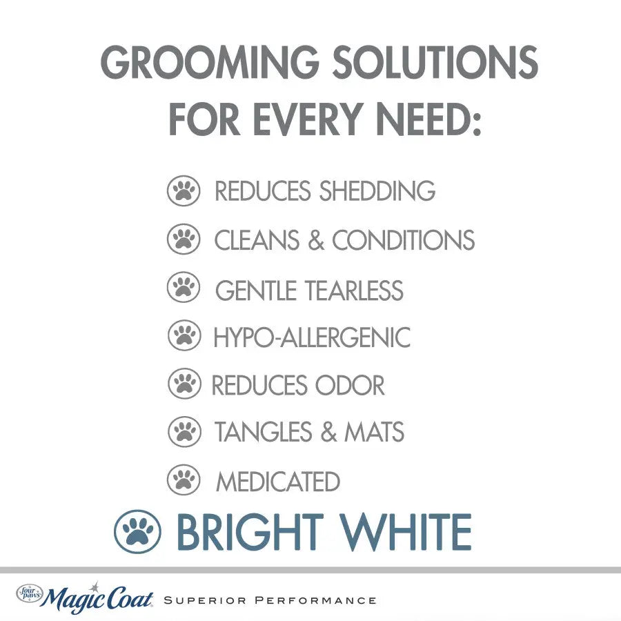 Bright White dog shampoo by Four Paws for reducing shedding and odor while being gentle and hypo-allergenic