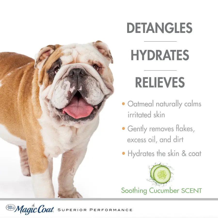 Four Paws hypoallergenic dog conditioner with oatmeal for detangling and hydrating dog coats