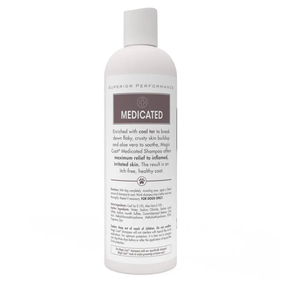 Four Paws Medicated Dog Shampoo with coat tar for soothing irritated skin and maintaining a healthy coat