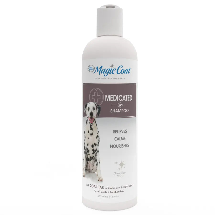Four Paws Medicated Dog Shampoo with Coal Tar for Soothing and Nourishing Dog Coats