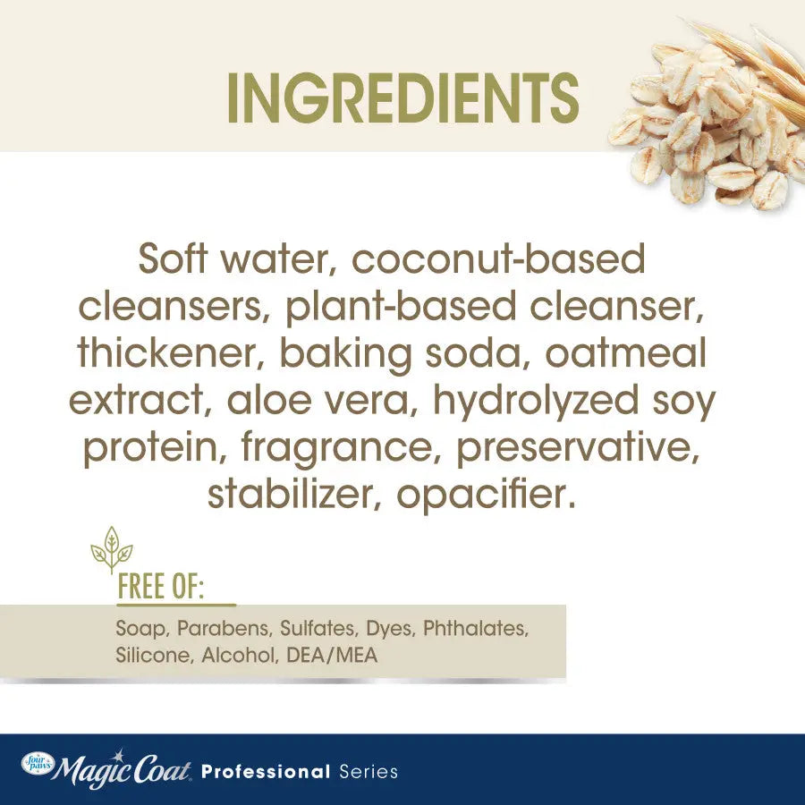 Four Paws oatmeal shed control dog shampoo with natural ingredients for effective cleaning and care