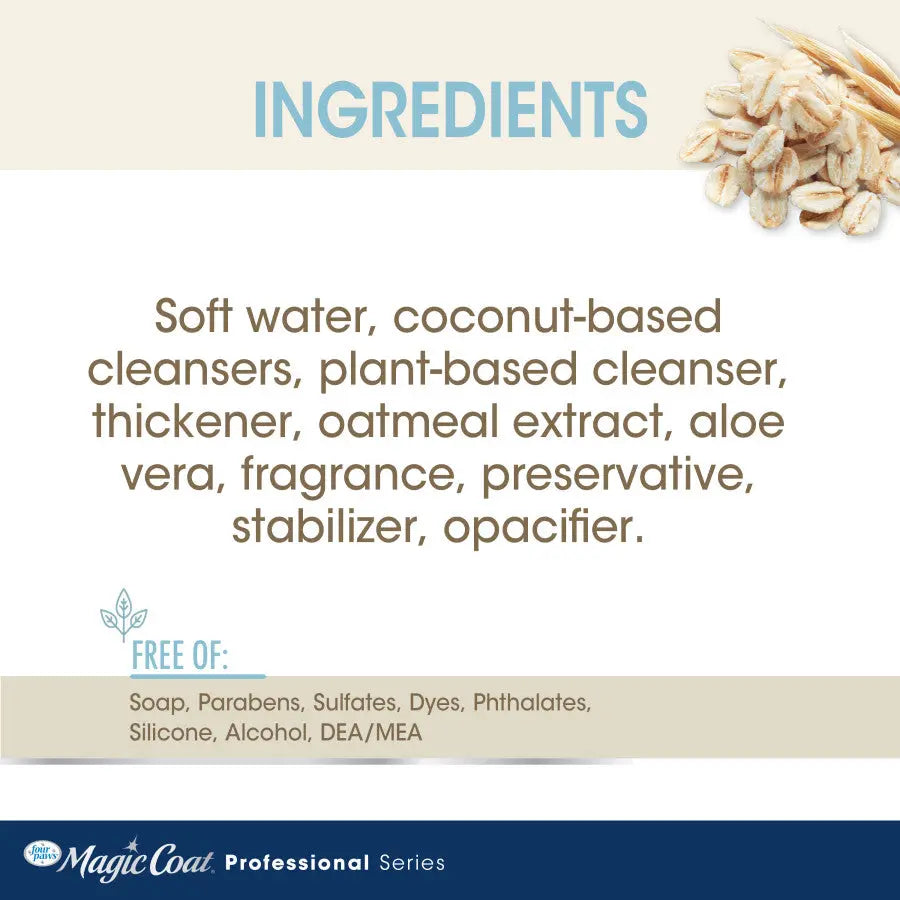 Four Paws Oatmeal Puppy Shampoo with coconut-based cleansers and aloe vera for gentle cleansing