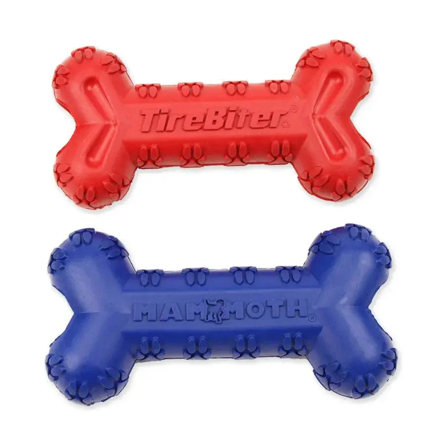 Mammoth Pet Products TireBiter Advanced Color Bone w/Treat Station Dog Toy 7.25 in - Talis Us