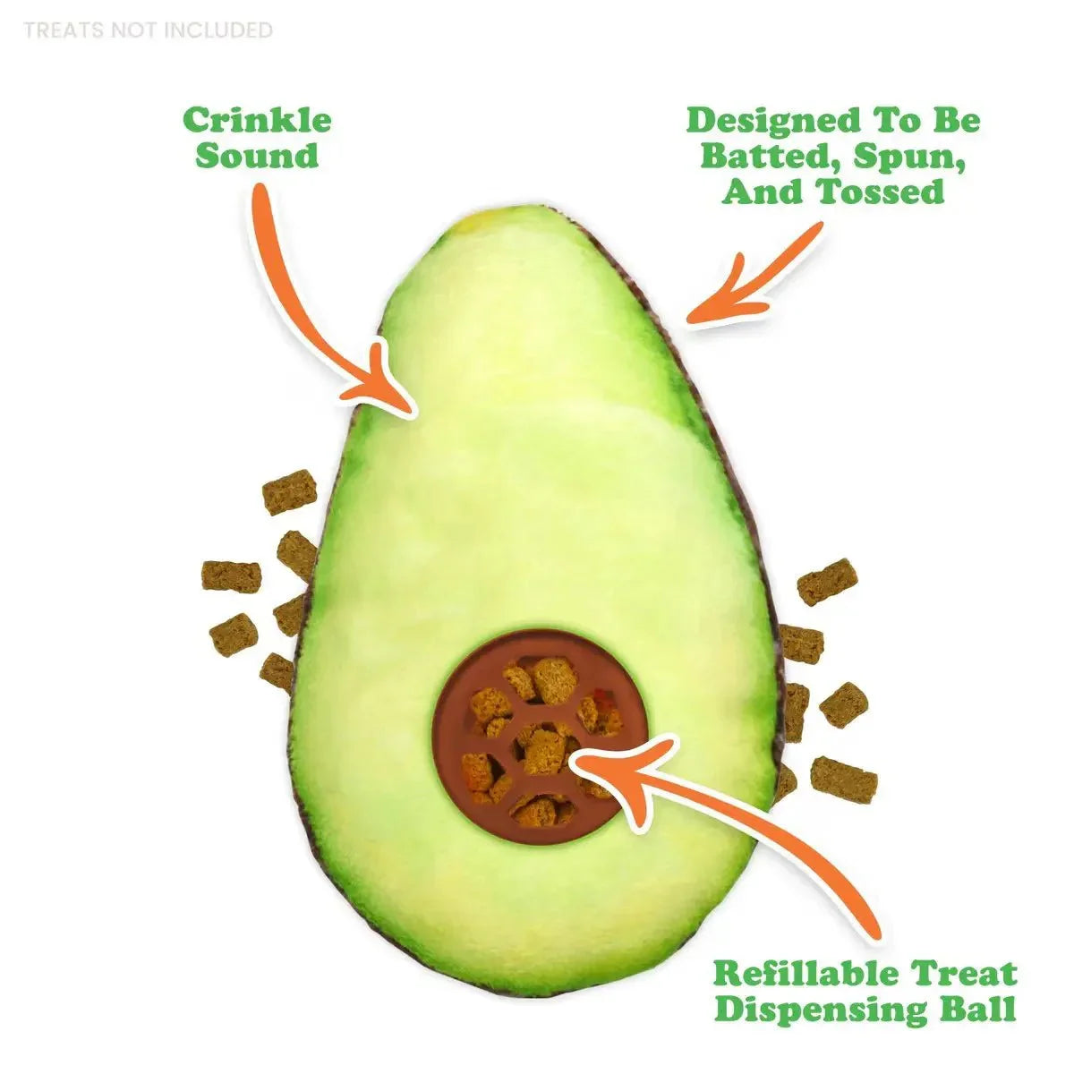 Meowijuana Avocado Knock 'n' Nibble Refillable Treat Dispenser Cat Toy - Talis Us