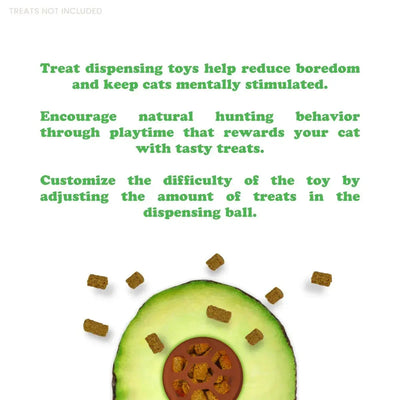 Meowijuana Avocado Knock 'n' Nibble Refillable Treat Dispenser Cat Toy - Talis Us