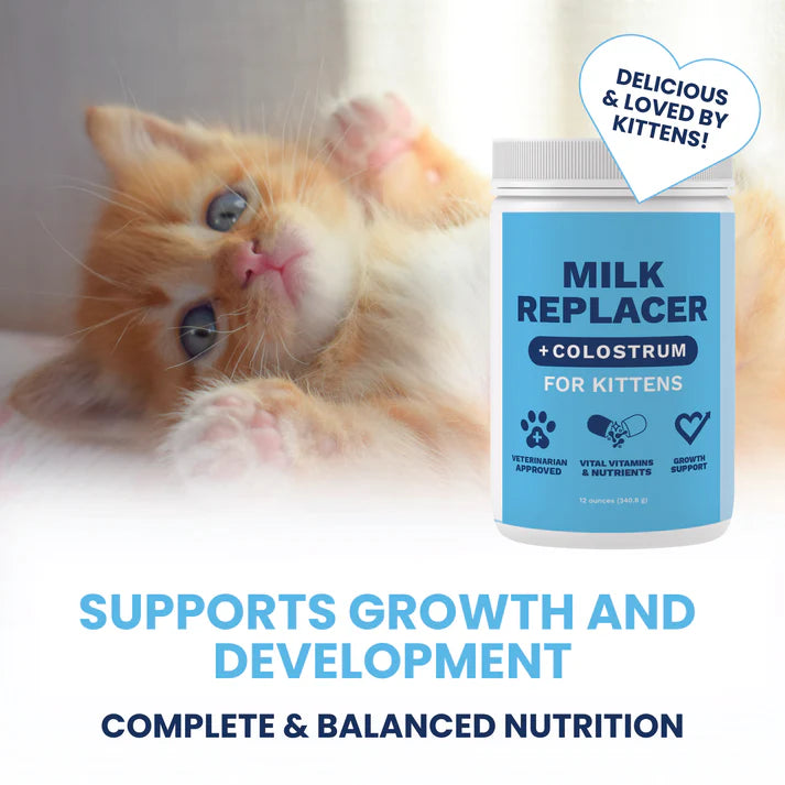 Under the Weather milk replacer for kittens with colostrum in a container supporting growth and development