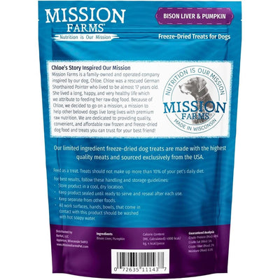 Mission Farms Bison Liver Freeze-Dried Dog Treats with Limited Ingredients for Healthy Dogs