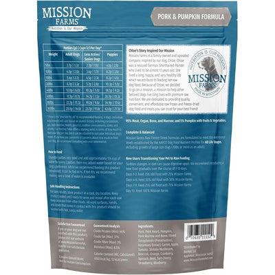 Mission Farms Pork & Pumpkin Formula Freeze-Dried Dog Food with 96 percent meat and vegetables