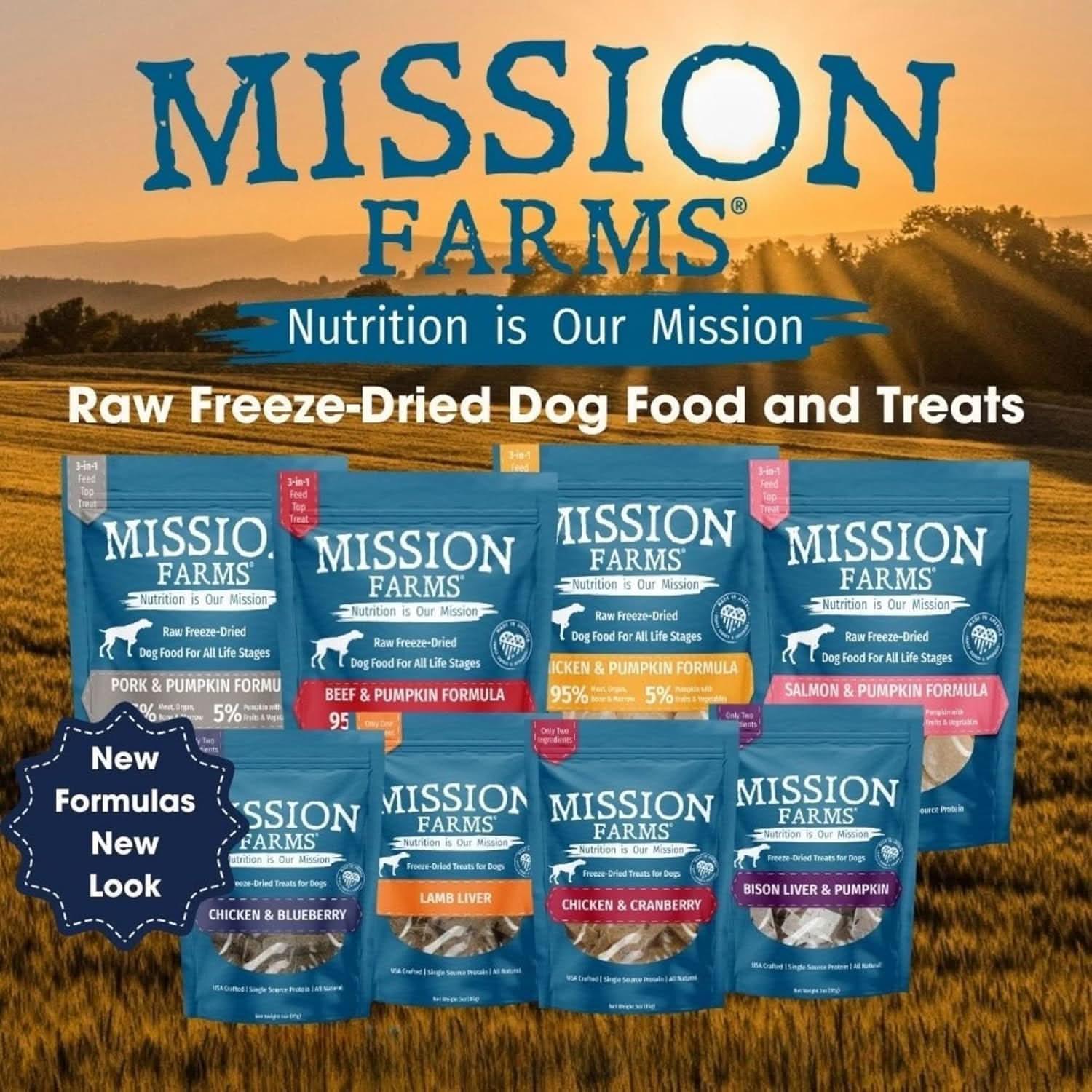 Mission Farms Raw Freeze-Dried Dog Food and Treats with New Formulas and Flavors
