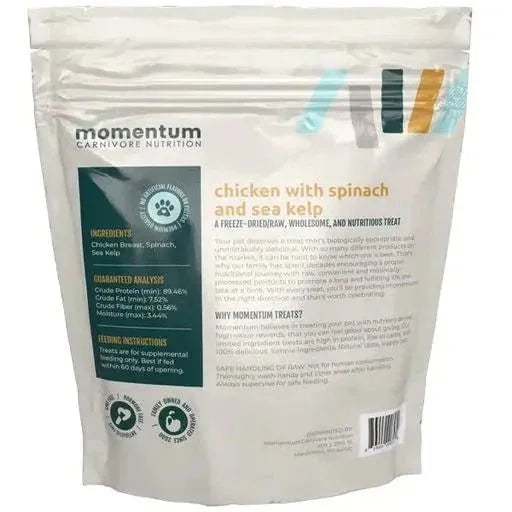 Momentum Carnivore Nutrition Freeze Dried Raw Chicken Spinach Sea Kelp Treats 3oz - Talis Us