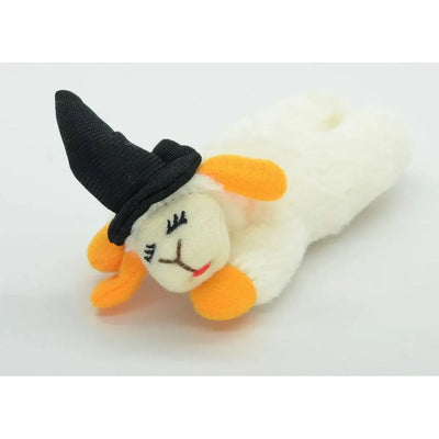 Multipet Halloween Lamb Chop w/ Black Witch Hat Cat Toy 4" - Talis Us