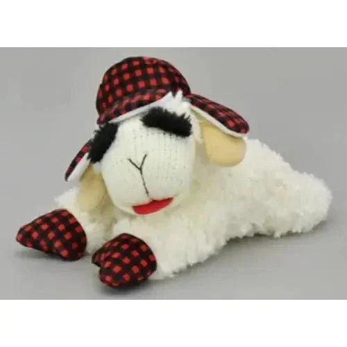 Multipet Lamb Chop w/ Buffalo Plaid Trapper Hat Dog Toy 10.5" - Talis Us
