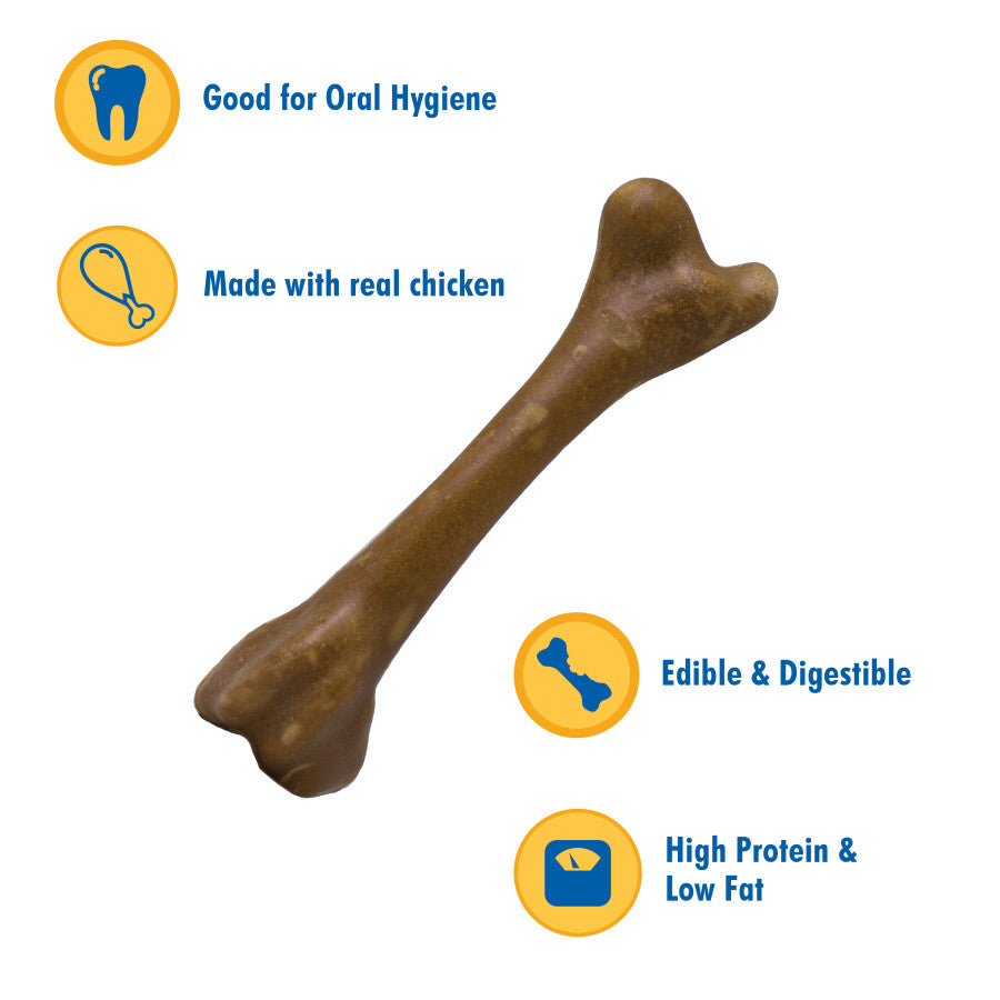 N-Bone chicken flavor chew bone for dogs, edible and digestible with high protein and low fat