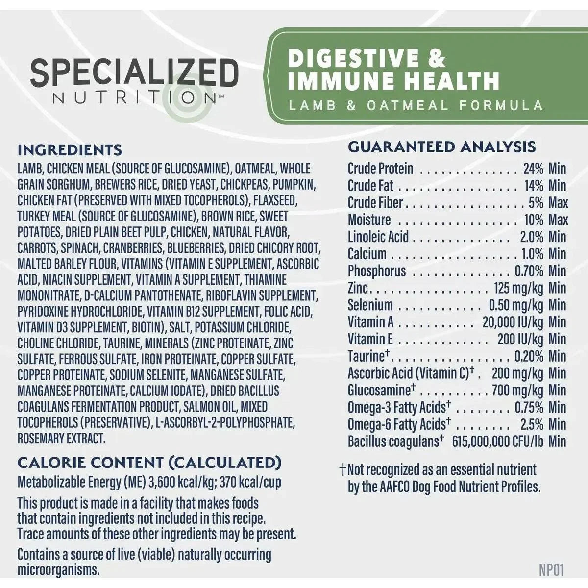 Natural Balance Specialized Nutrition Digestive & Immune Health Adult Lamb & Oatmeal Dry Dog Food - Talis Us