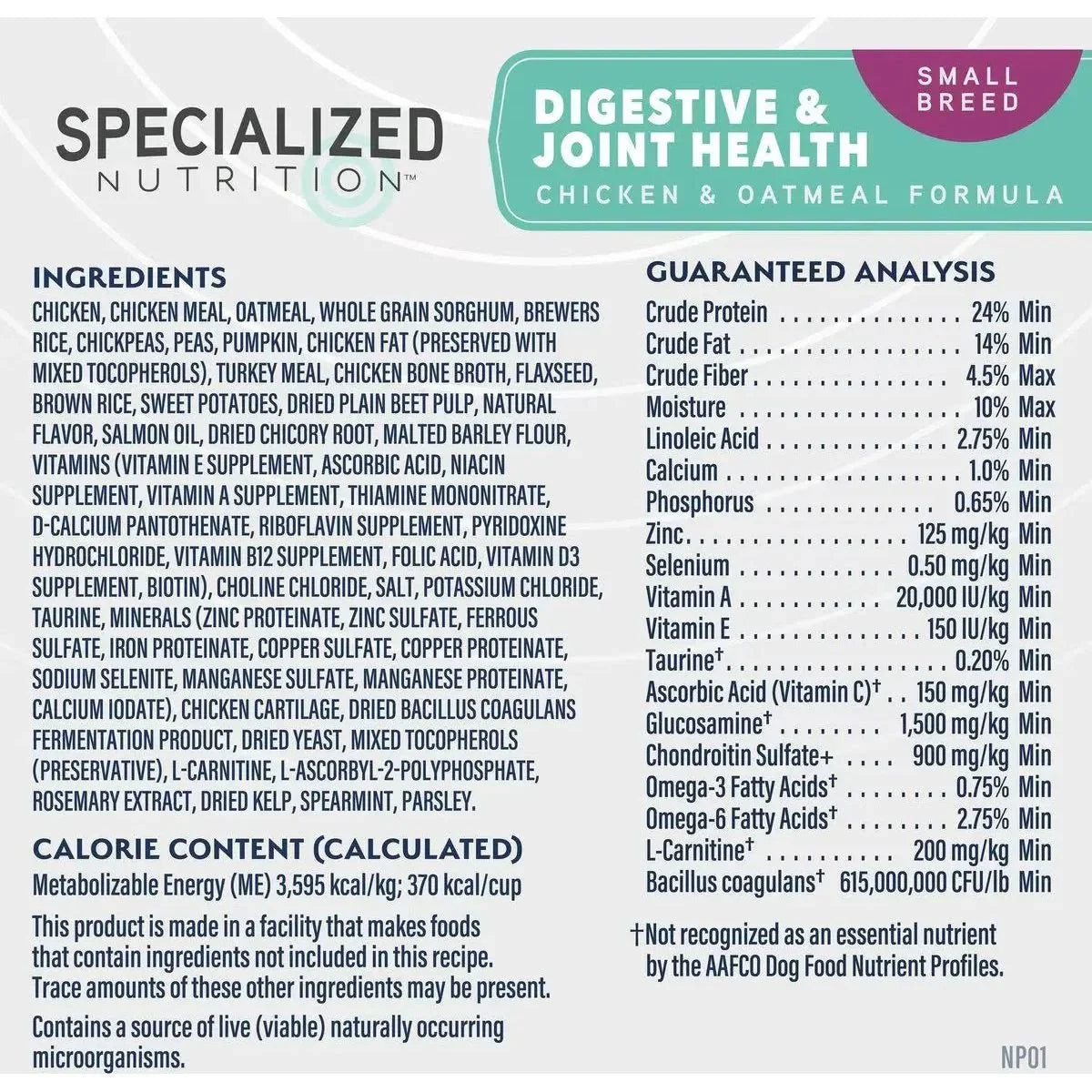 Natural Balance Specialized Nutrition Small Breed Digestive & Joint Health Chicken & Oatmeal Dry Dog Food - Talis Us