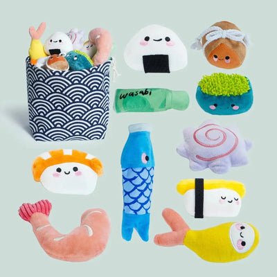 Nocciola 10 - Piece Sushi Plush Squeaky Dog Toy Set with Bag - Talis Us