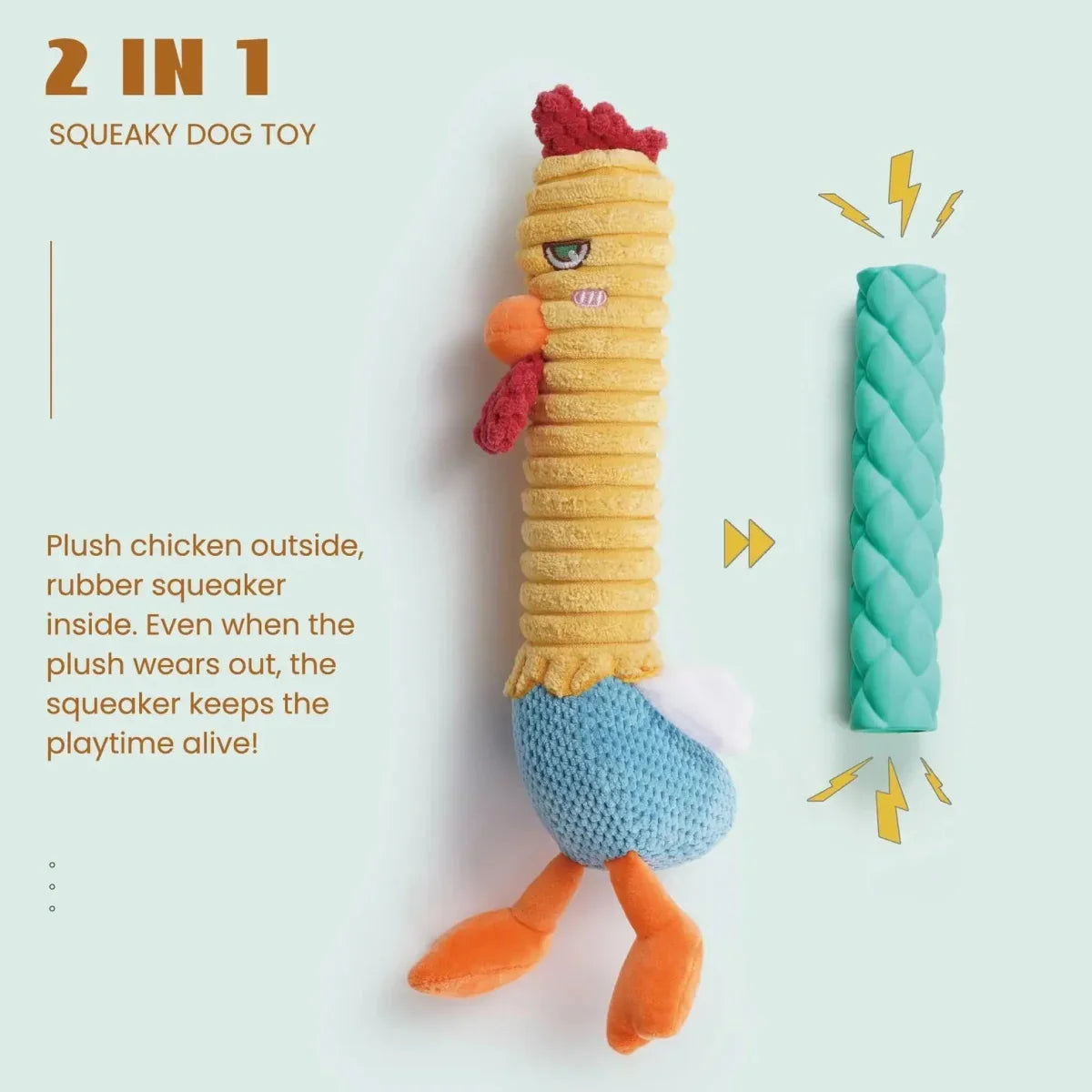 Nocciola 3 - in - 1 Chicken Dog Toy with Rubber Squeaker - Talis Us
