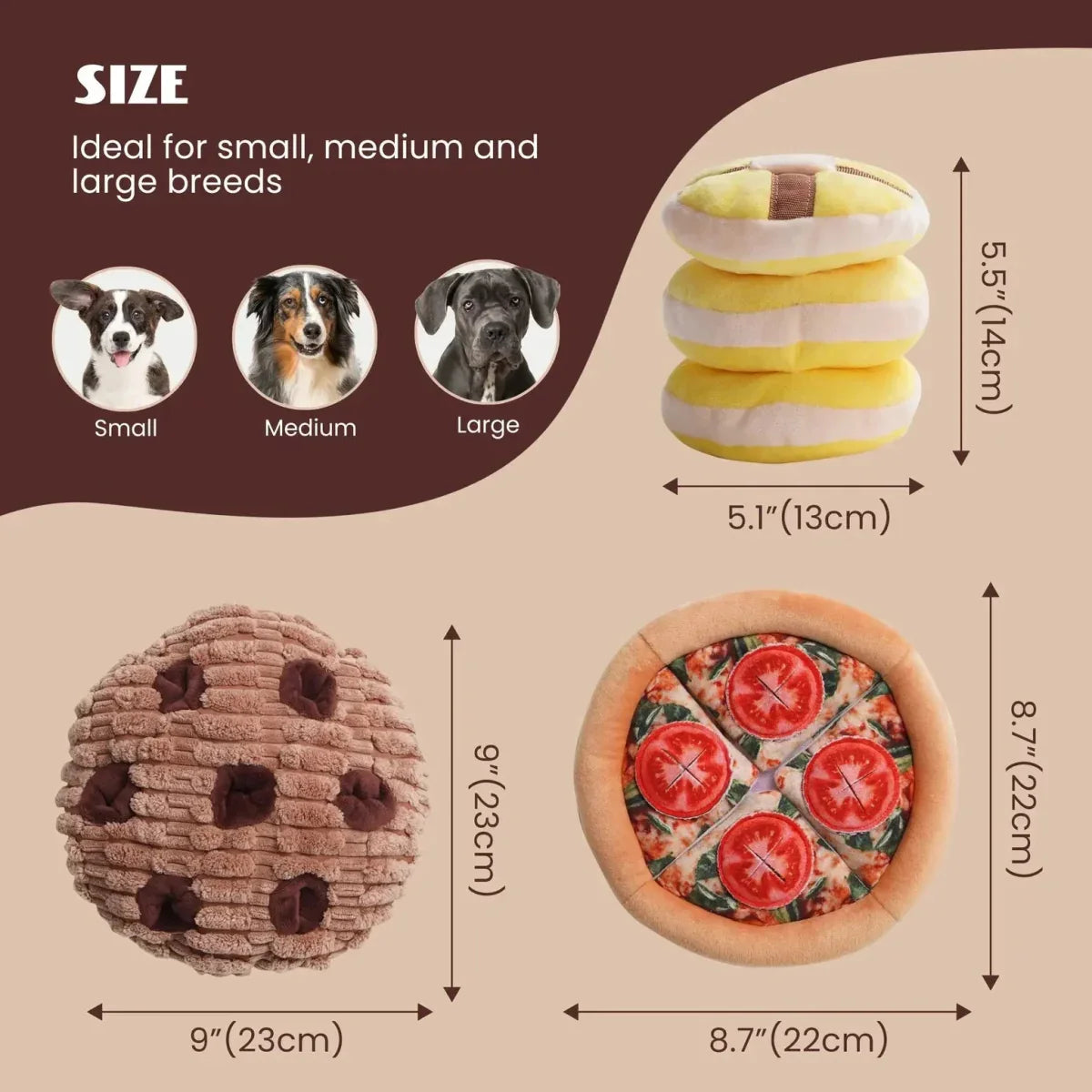 Nocciola Food - Themed Puzzle Dog Toys with Crinkle and Squeak Sounds - Talis Us