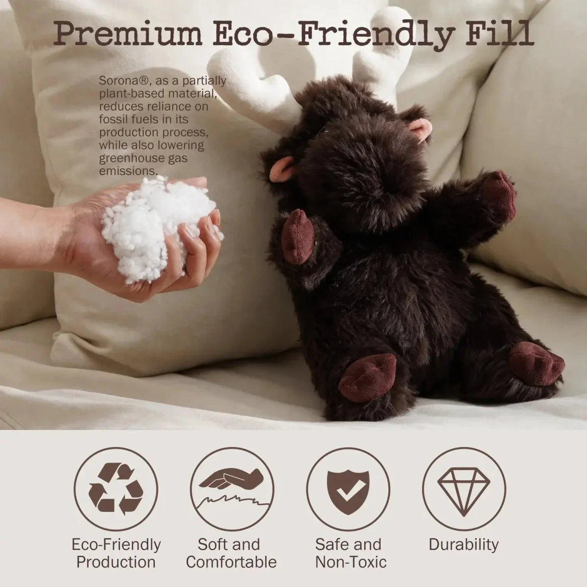 Nocciola Fuzzwoof Moose Heartbeat Comfort Plush Dog Toy - Talis Us