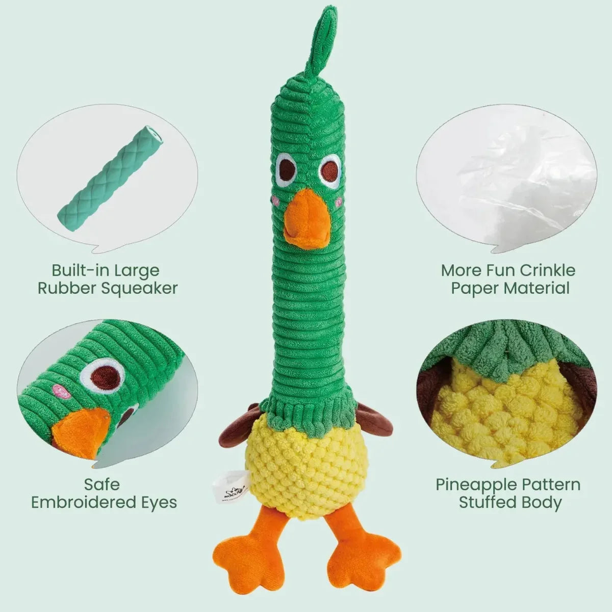 Nocciola Plush Duck with Rubber Squeaker - Endless Playtime - Talis Us