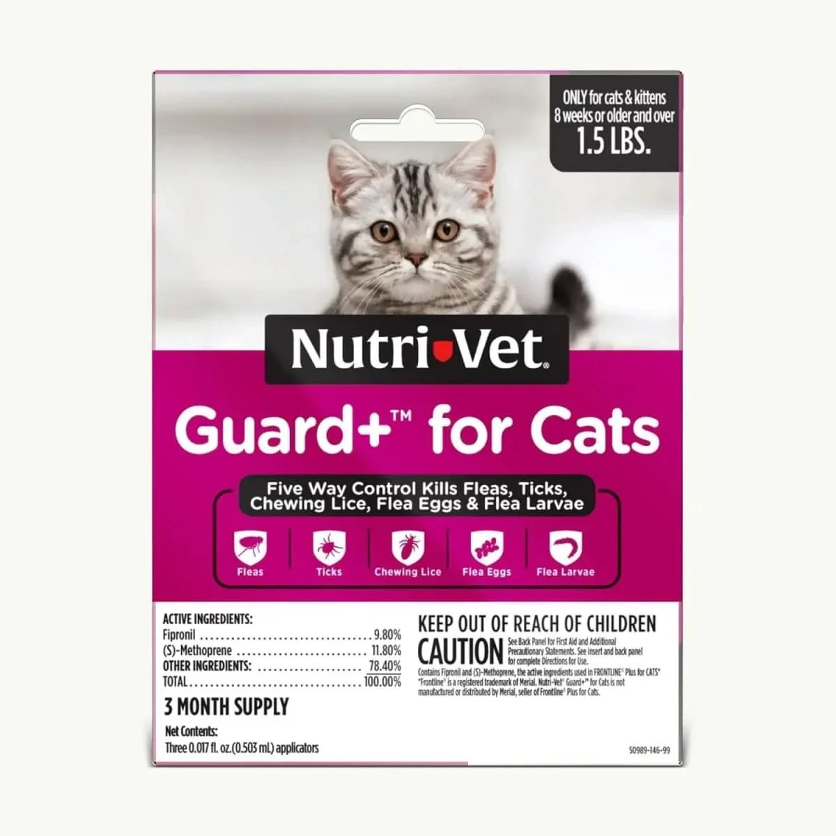 Nutri - Vet Guard Plus Flea & Tick Treatment for Cats 3 pk - Talis Us