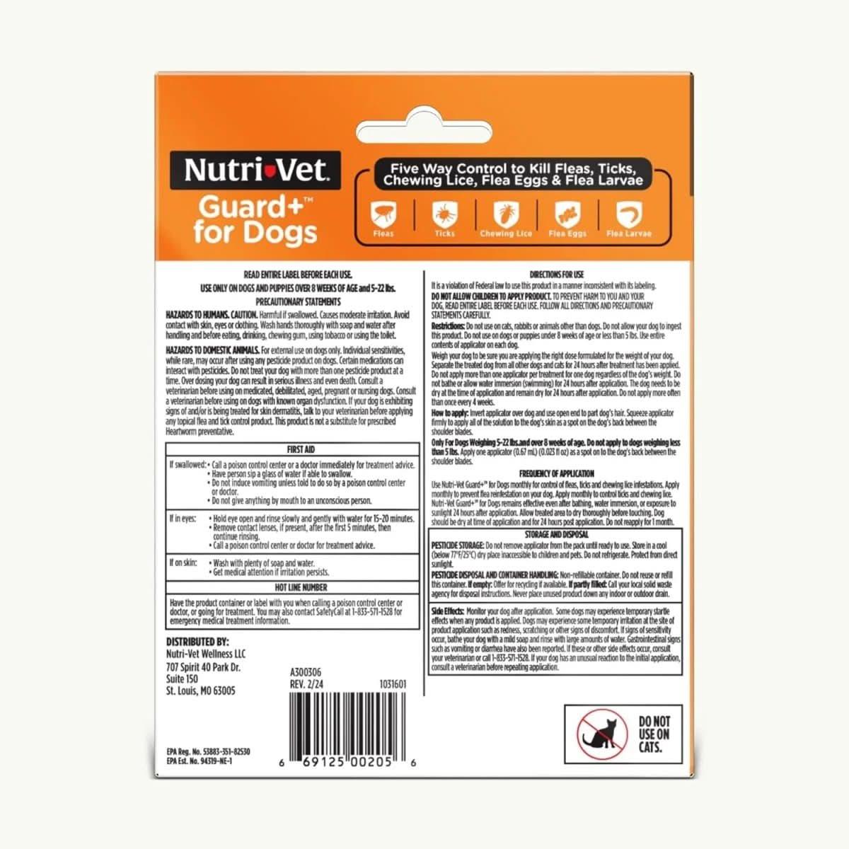Nutri - Vet Guard Plus Flea & Tick Treatment for Dogs 3 pk - Talis Us