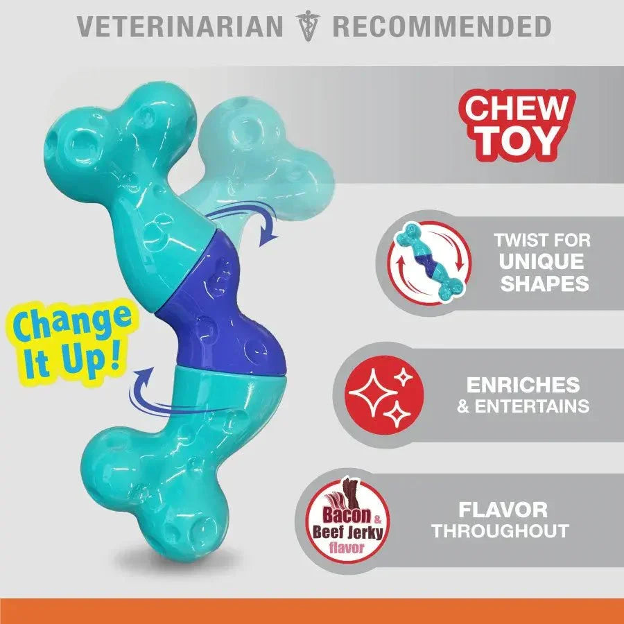 Nylabone Power Chew Twist 'N Bacon & Beef Jerky Flavor Chew Dog Toy - Talis Us