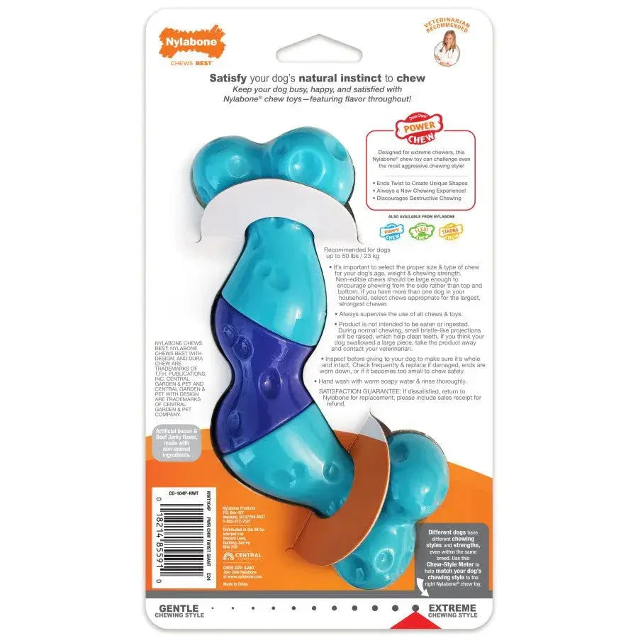 Nylabone Power Chew Twist 'N Bacon & Beef Jerky Flavor Chew Dog Toy - Talis Us