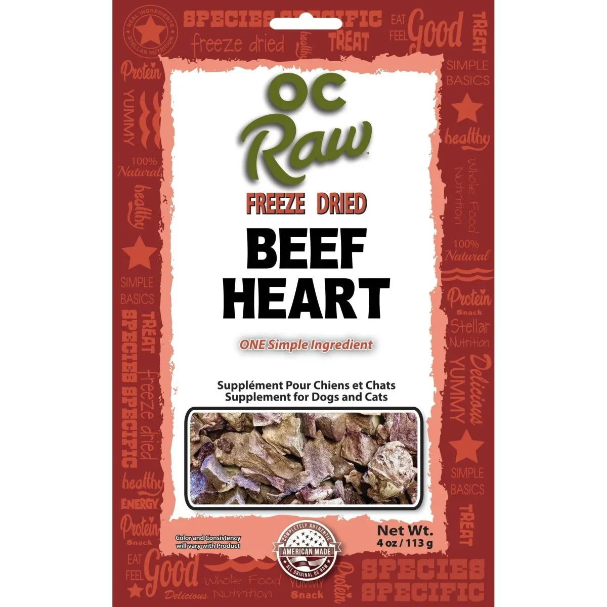 OC Raw Beef Hearts Freeze Dried Dog Treats 4oz - Talis Us