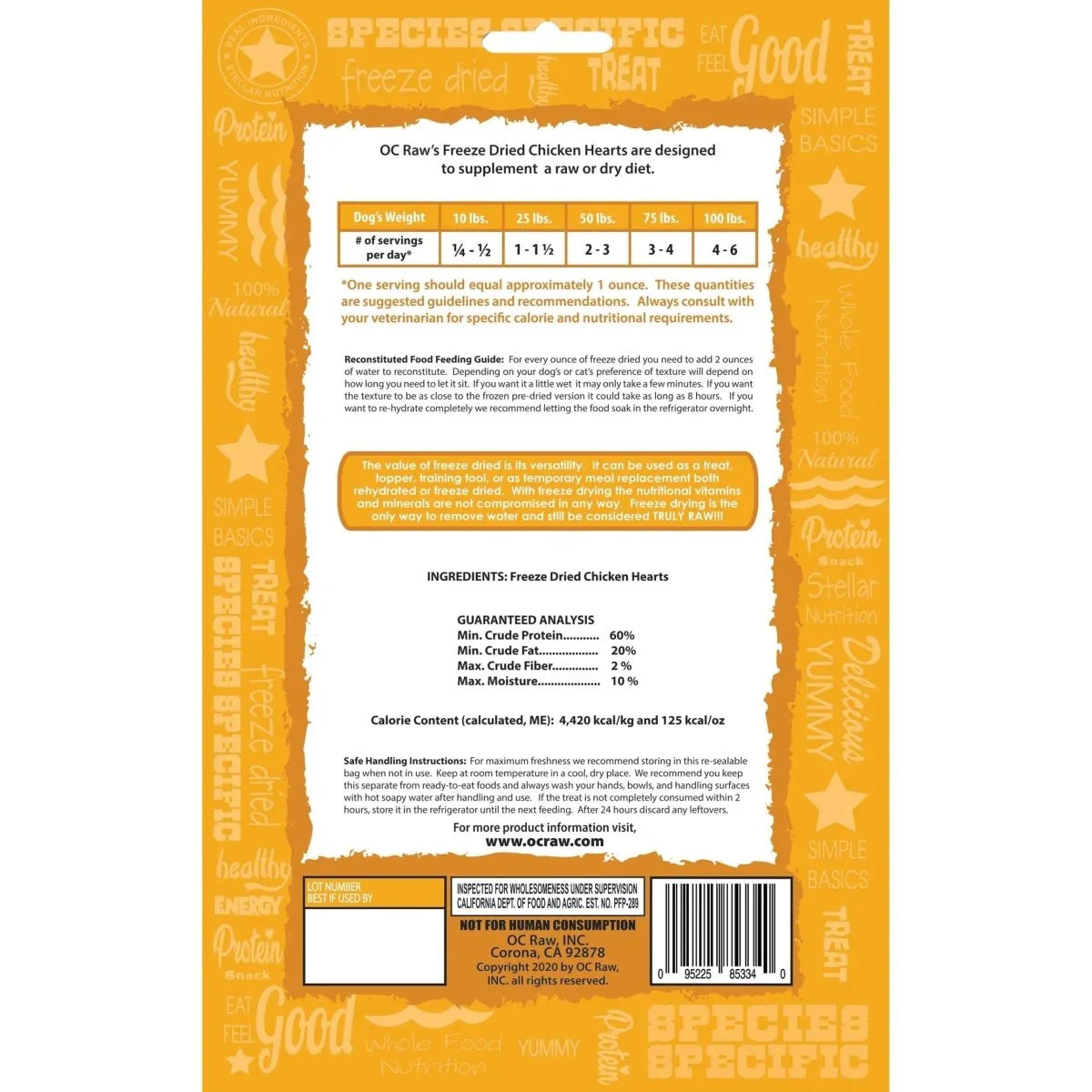 OC Raw Chicken Hearts Freeze Dried Dog Treats 4oz - Talis Us