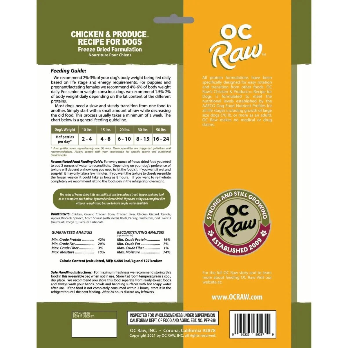 OC Raw Freeze Dried Meaty Rox Chicken & Produce Sliders Dog Food - Talis Us