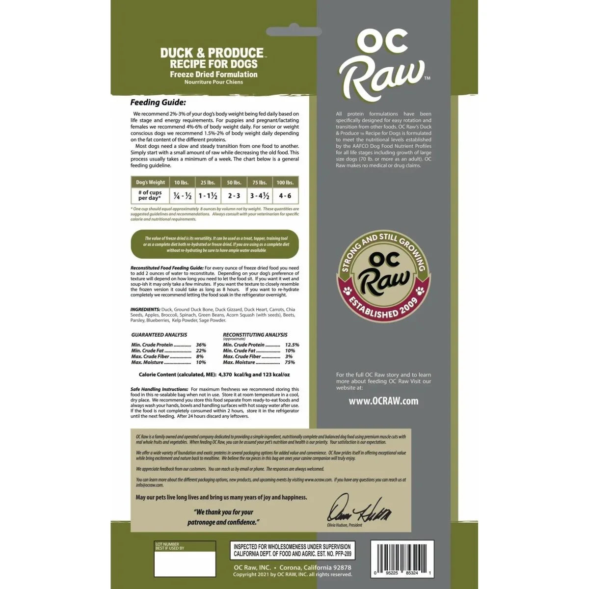 OC Raw Freeze Dried Meaty Rox Duck & Produce Dog Food - Talis Us