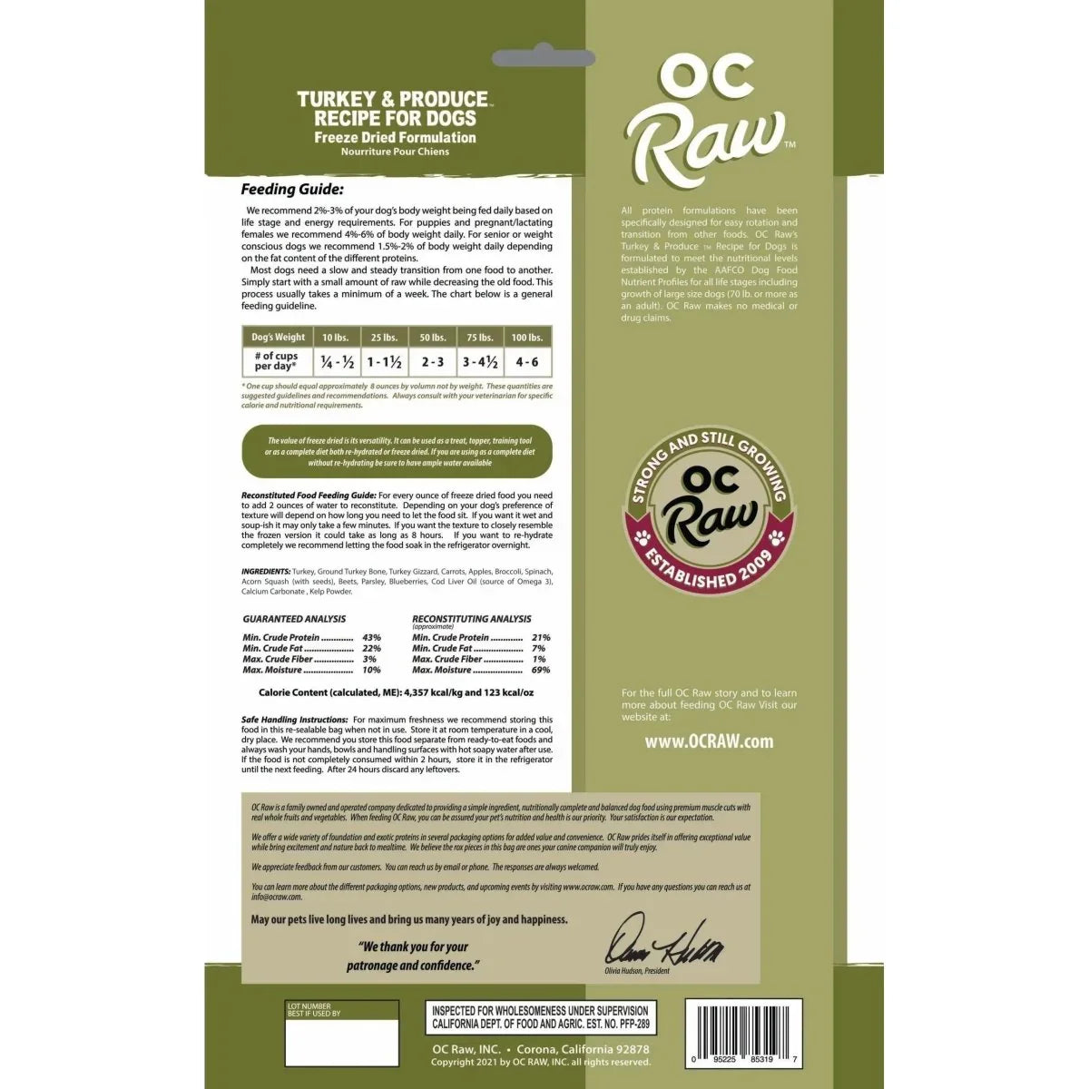 OC Raw Freeze Dried Meaty Rox Turkey & Produce Dog Food - Talis Us