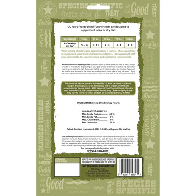 OC Raw Turkey Hearts Freeze Dried Dog Treats 4oz - Talis Us