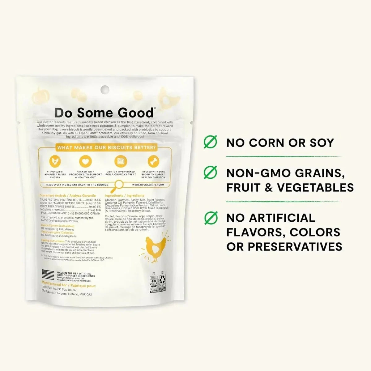 Open Farm Better Biscuits Chicken & Oatmeal Oven Baked Dog Treats 8 oz - Talis Us